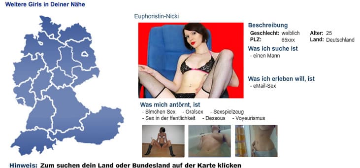 Übersicht der Fickkontakte aus Deutschland